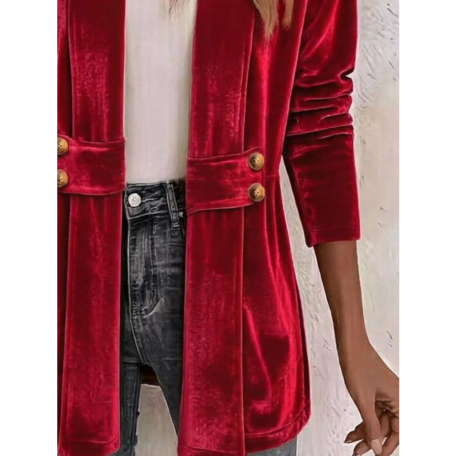 Full Size Velvet Open-Front Cardigan Plus Size Apparel and Accessories