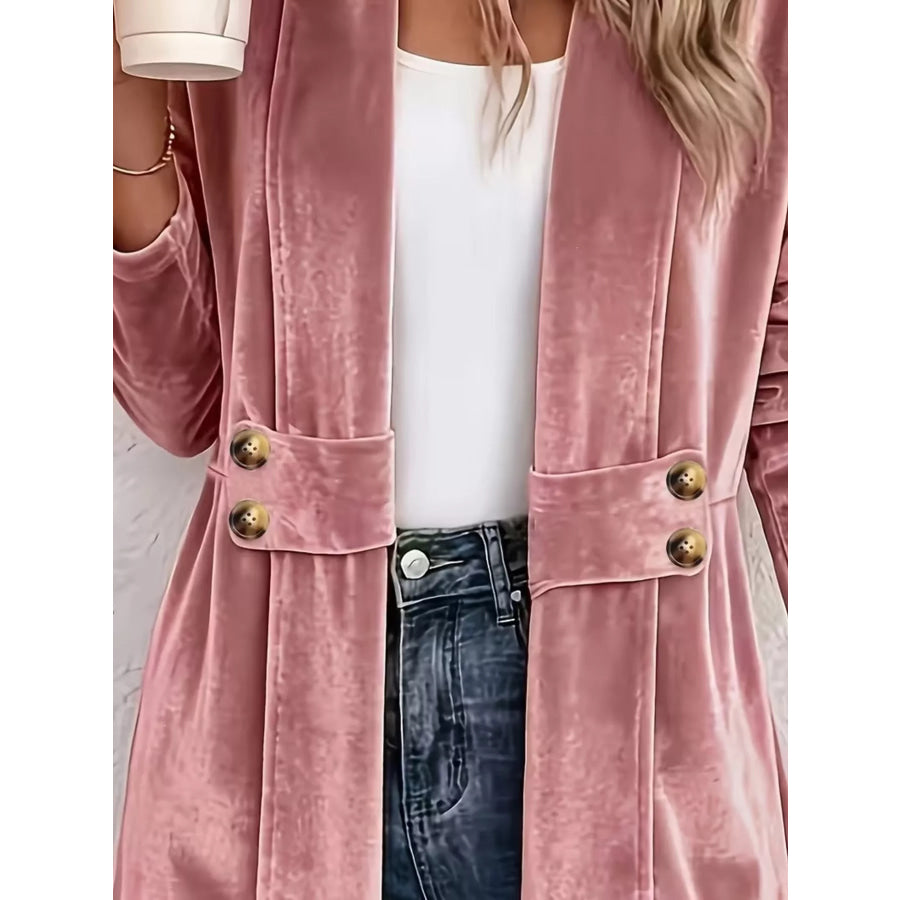 Full Size Velvet Open-Front Cardigan Plus Size Apparel and Accessories