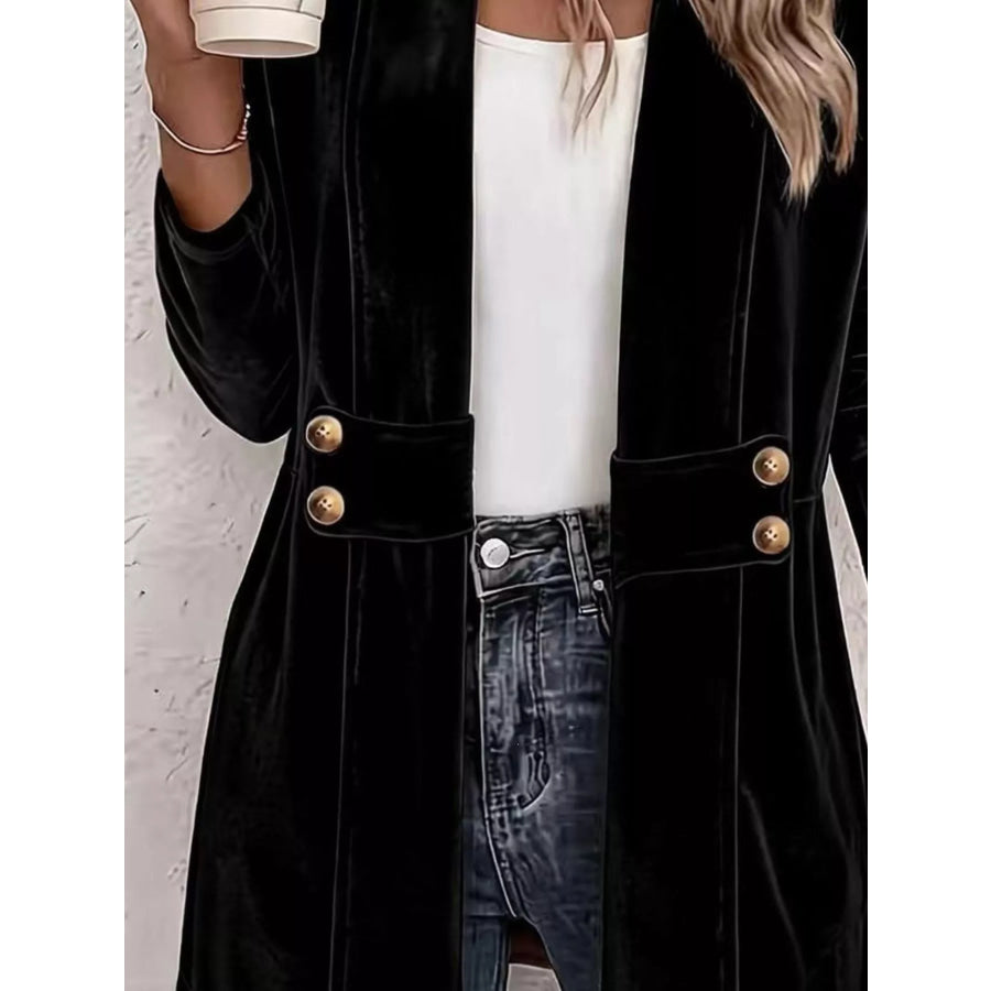 Full Size Velvet Open-Front Cardigan Plus Size Apparel and Accessories