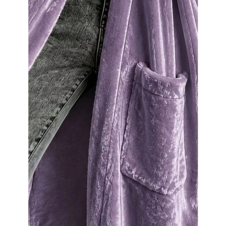 Full Size Velvet Open-Front Longline Outerwear Plus Apparel and Accessories