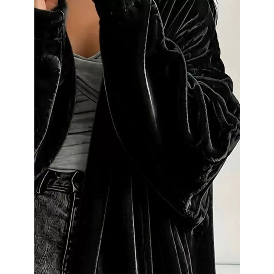 Full Size Velvet Open-Front Longline Outerwear Plus Apparel and Accessories