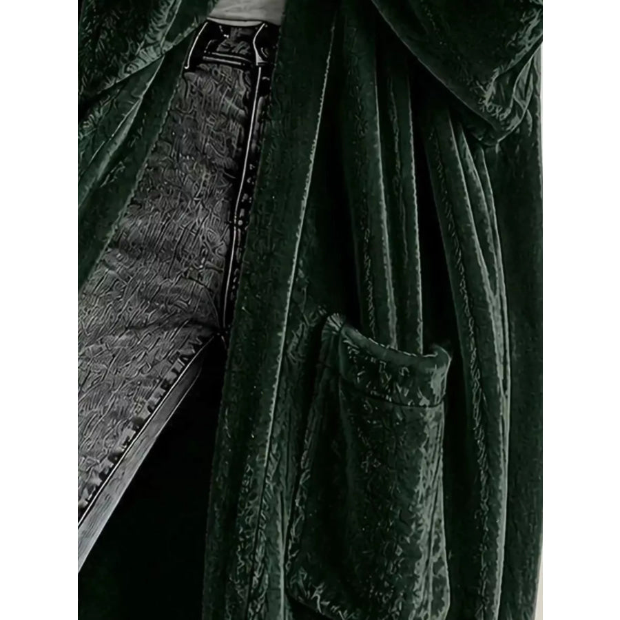 Full Size Velvet Open-Front Longline Outerwear Plus Apparel and Accessories
