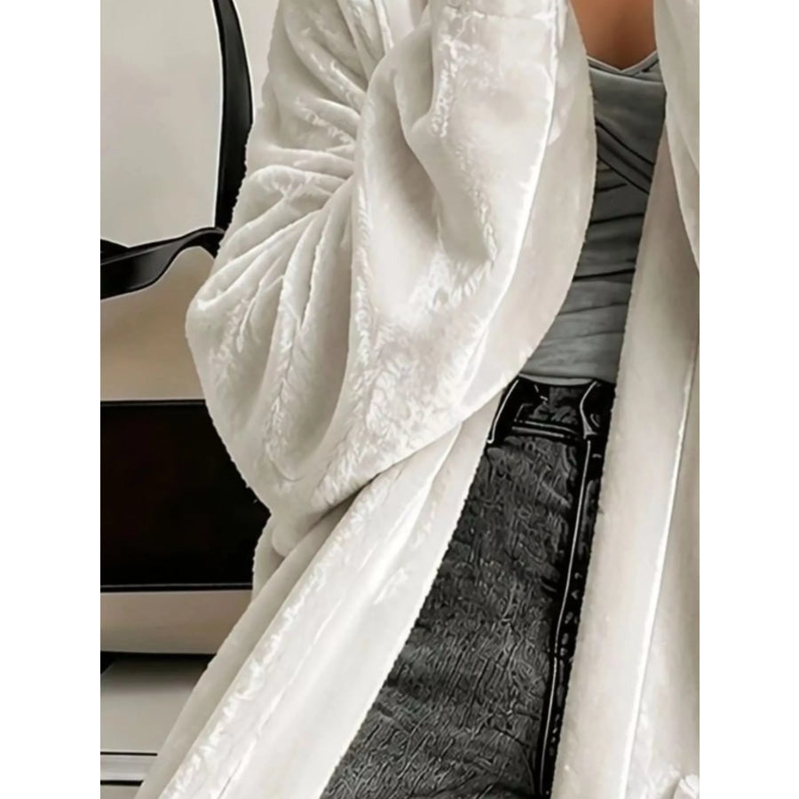 Full Size Velvet Open-Front Longline Outerwear Plus Apparel and Accessories