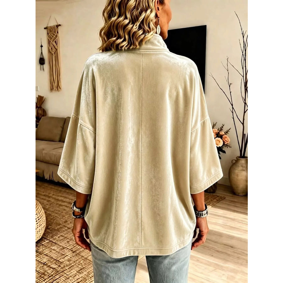 Full Size Velvet Quarter-Zip Sweatshirt Plus Size Apparel and Accessories