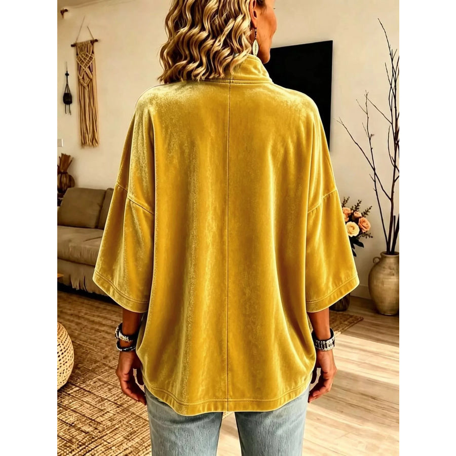 Full Size Velvet Quarter-Zip Sweatshirt Plus Size Apparel and Accessories