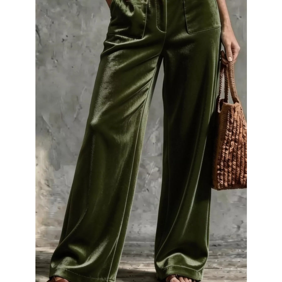 Full Size Velvet Wide-Leg Pants Plus Apparel and Accessories
