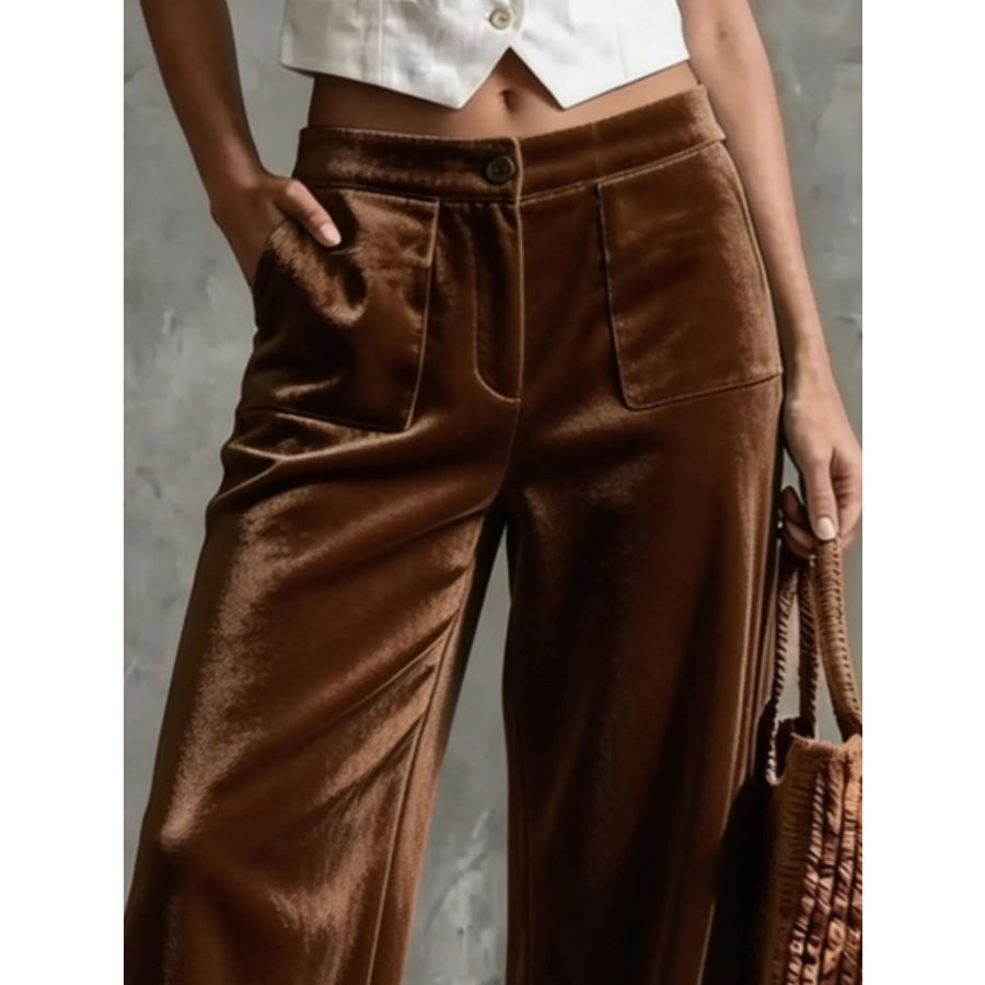 Full Size Velvet Wide-Leg Pants Plus Apparel and Accessories