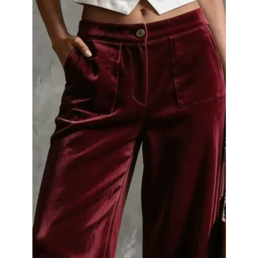 Full Size Velvet Wide-Leg Pants Plus Apparel and Accessories