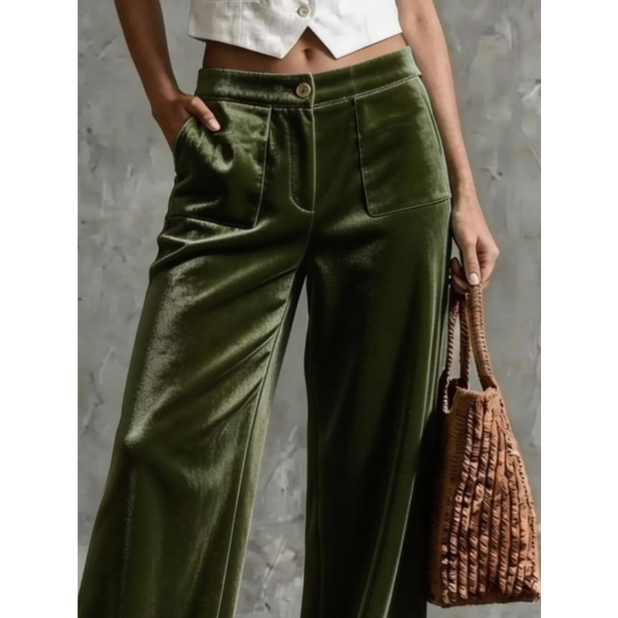 Full Size Velvet Wide-Leg Pants Plus Apparel and Accessories