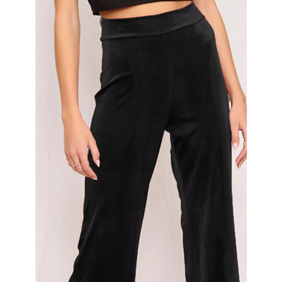 Full Size Velvet Wide Leg Pants Plus Size Apparel and Accessories