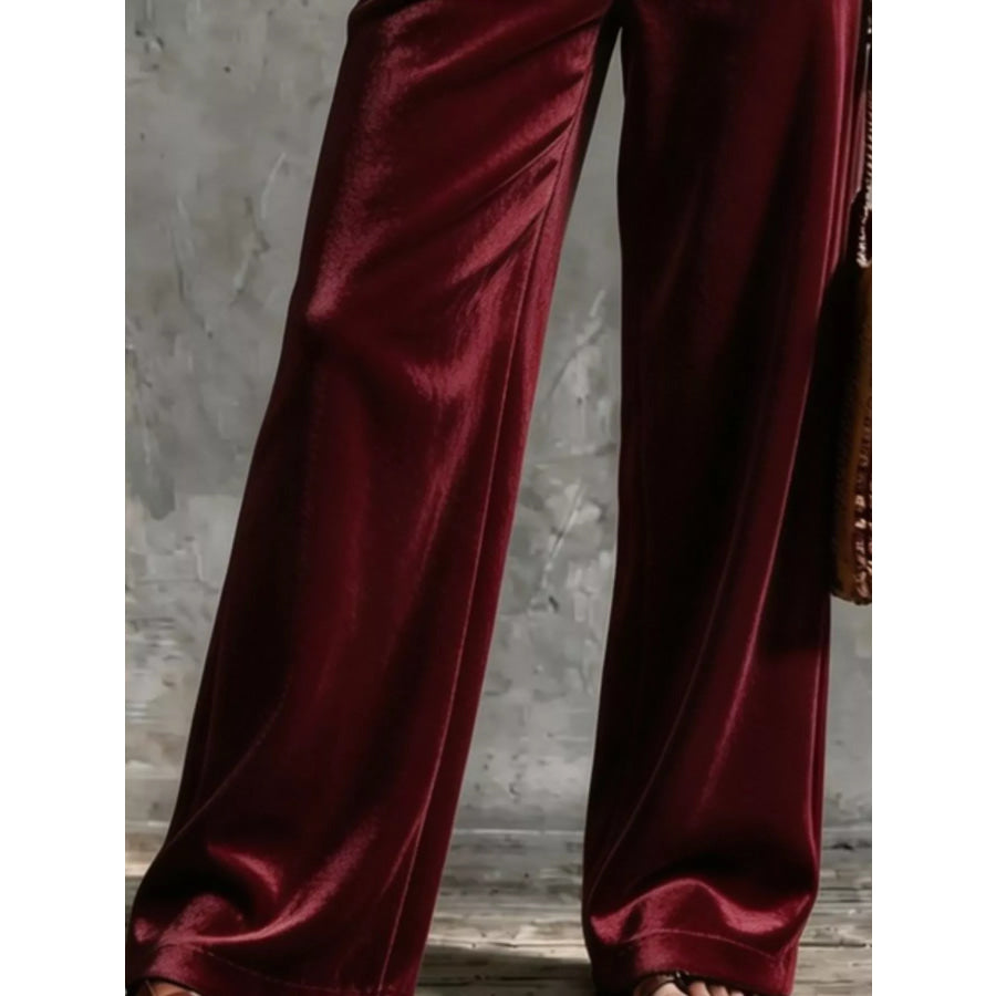 Full Size Velvet Wide-Leg Pants Plus Apparel and Accessories
