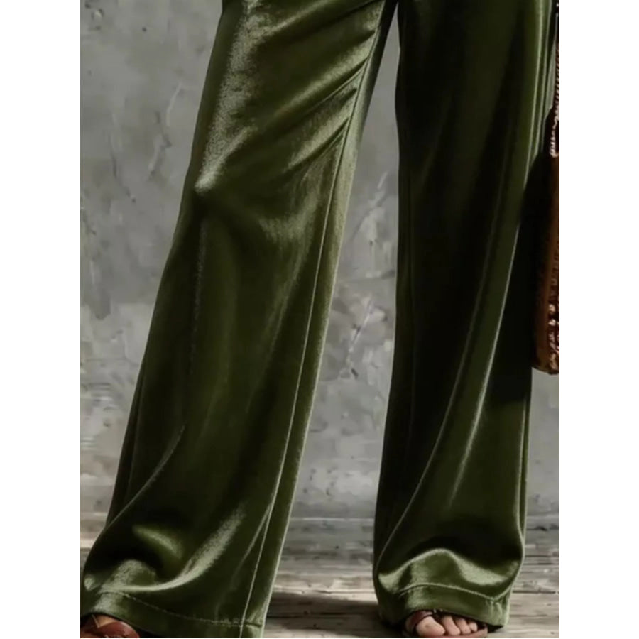Full Size Velvet Wide-Leg Pants Plus Apparel and Accessories