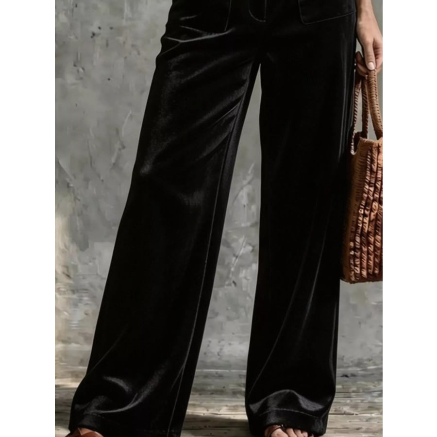 Full Size Velvet Wide-Leg Pants Plus Apparel and Accessories