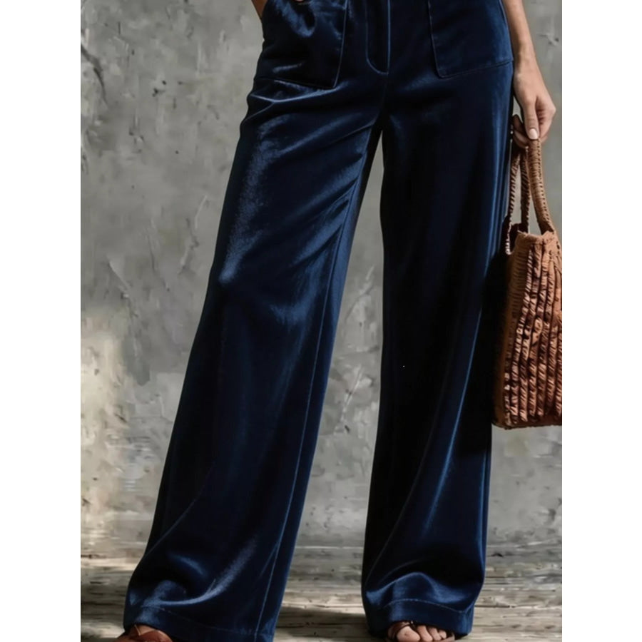 Full Size Velvet Wide-Leg Pants Plus Apparel and Accessories