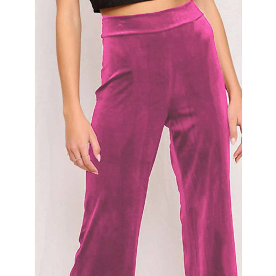 Full Size Velvet Wide Leg Pants Plus Size Apparel and Accessories