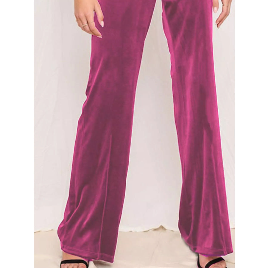 Full Size Velvet Wide Leg Pants Plus Size Apparel and Accessories