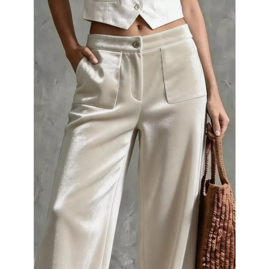 Full Size Velvet Wide-Leg Pants Plus Apparel and Accessories