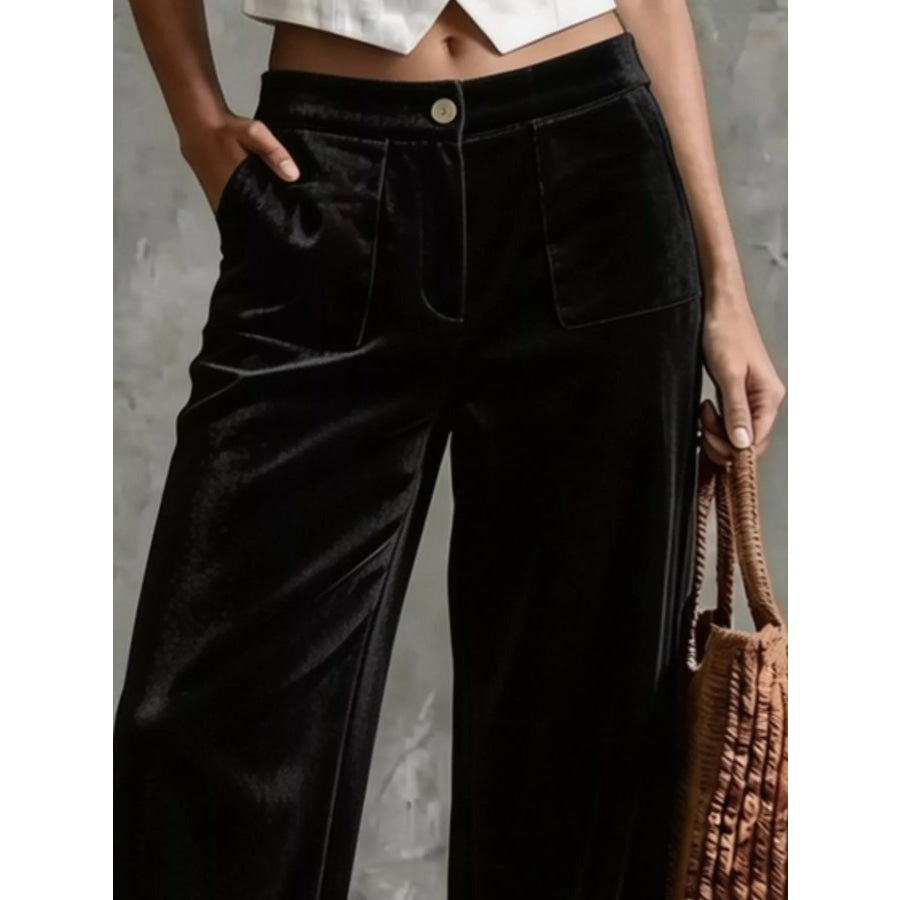 Full Size Velvet Wide-Leg Pants Plus Apparel and Accessories