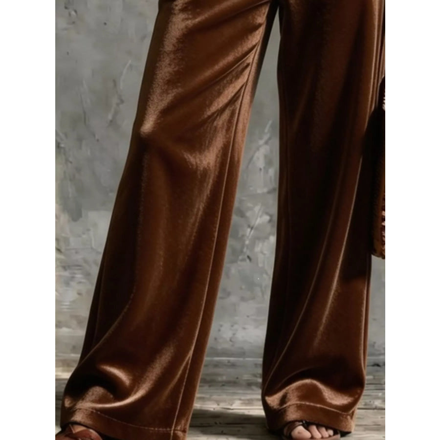 Full Size Velvet Wide-Leg Pants Plus Apparel and Accessories