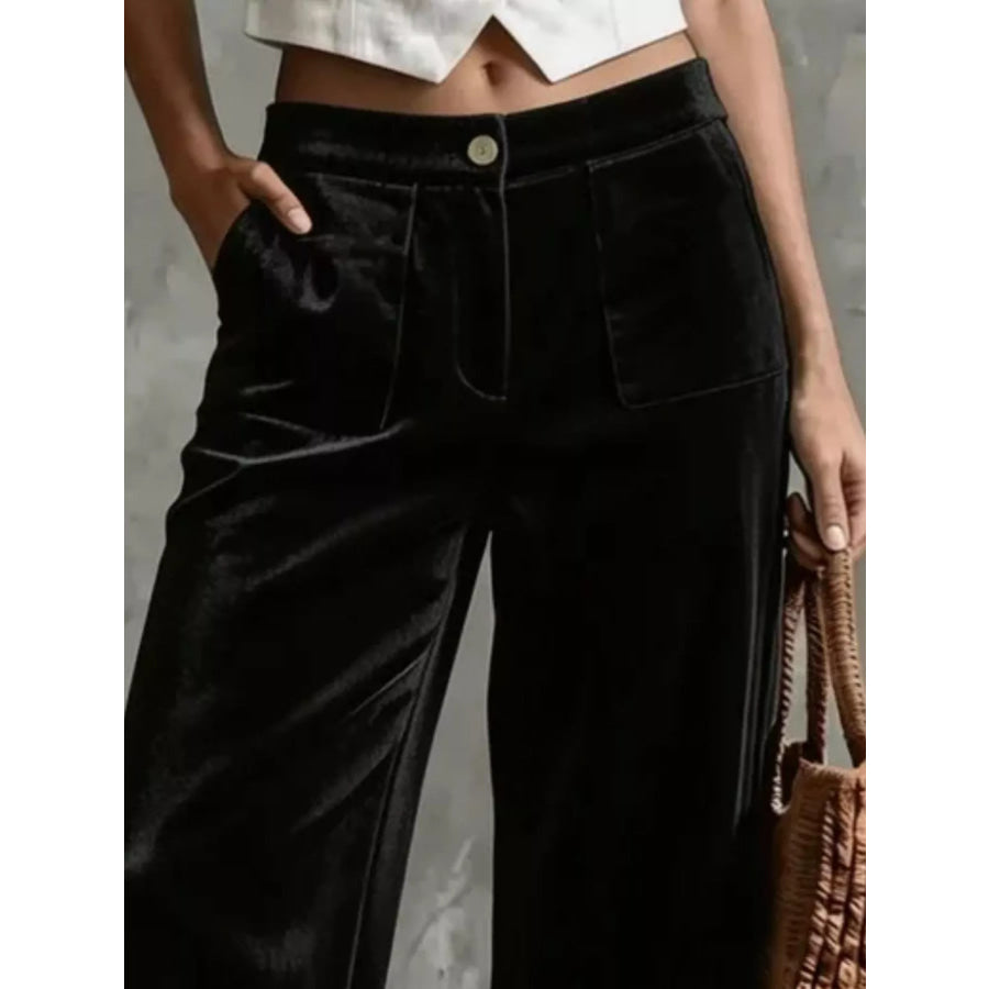 Full Size Velvet Wide-Leg Pants Plus Apparel and Accessories