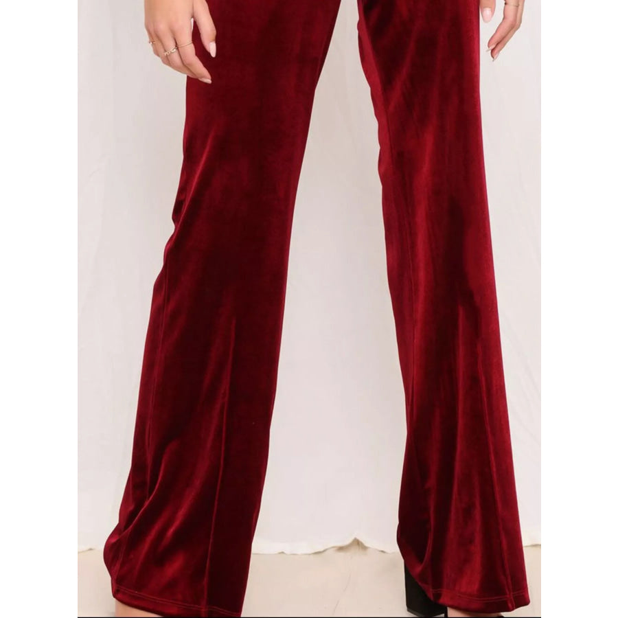 Full Size Velvet Wide Leg Pants Plus Size Apparel and Accessories