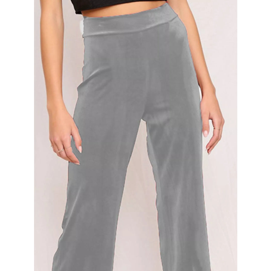 Full Size Velvet Wide Leg Pants Plus Size Apparel and Accessories