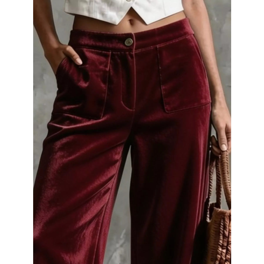 Full Size Velvet Wide-Leg Pants Plus Apparel and Accessories