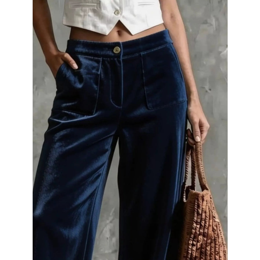 Full Size Velvet Wide-Leg Pants Plus Apparel and Accessories