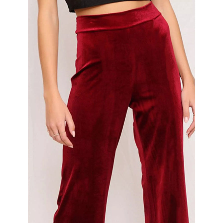 Full Size Velvet Wide Leg Pants Plus Size Apparel and Accessories