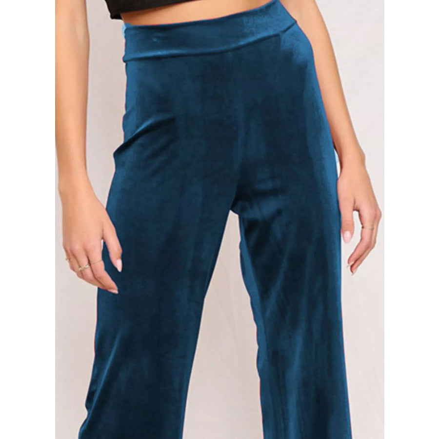 Full Size Velvet Wide Leg Pants Plus Size Apparel and Accessories