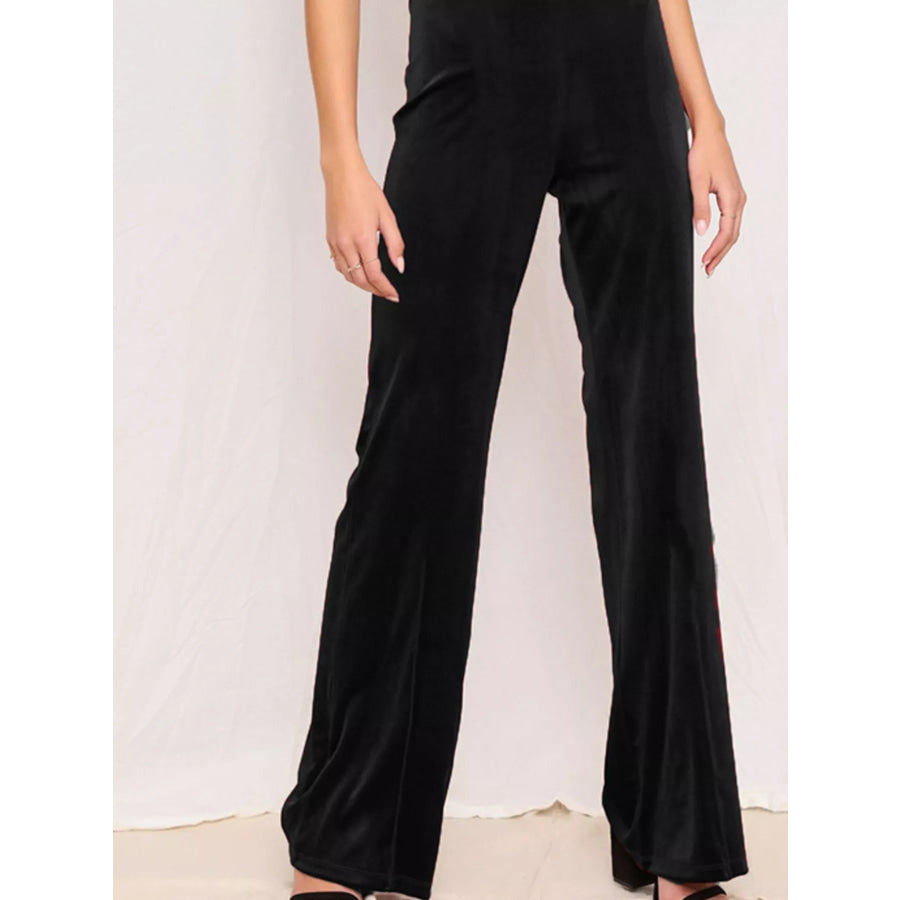 Full Size Velvet Wide Leg Pants Plus Size Black / S Apparel and Accessories