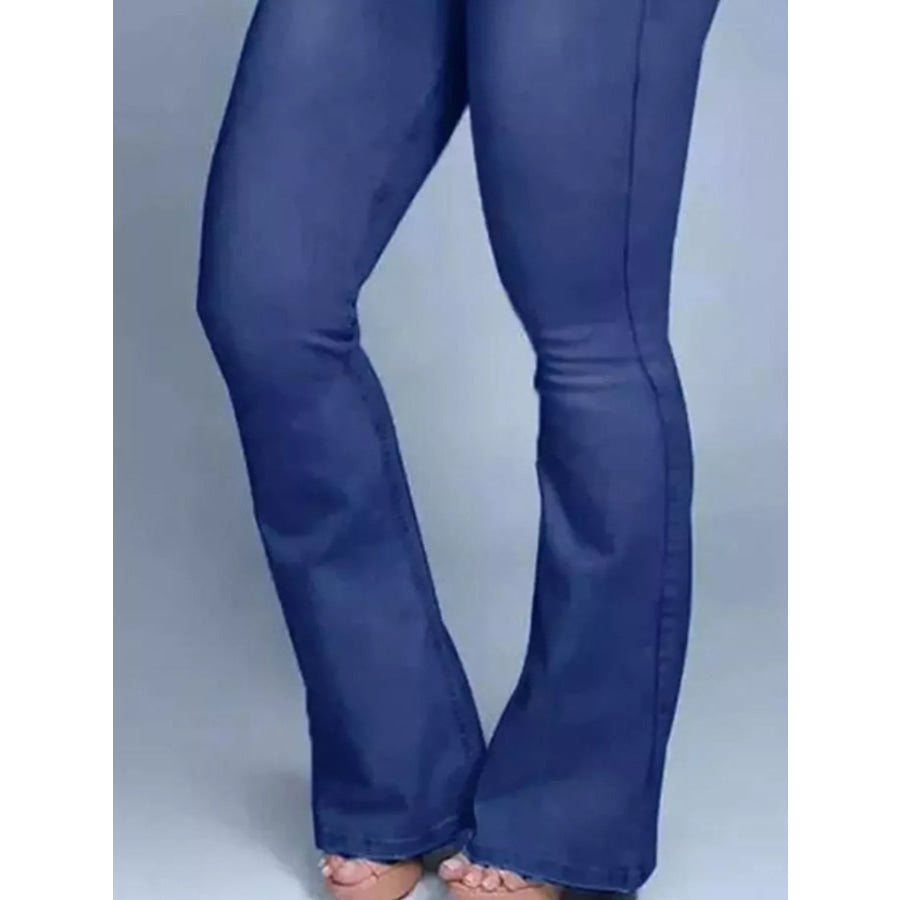 Full Size Wash High-Waisted Flare Jeans Plus Size Apparel and Accessories