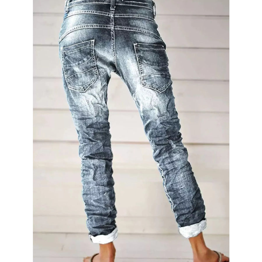 Full Size Washed Button-Fly Jeans Plus Size Apparel and Accessories