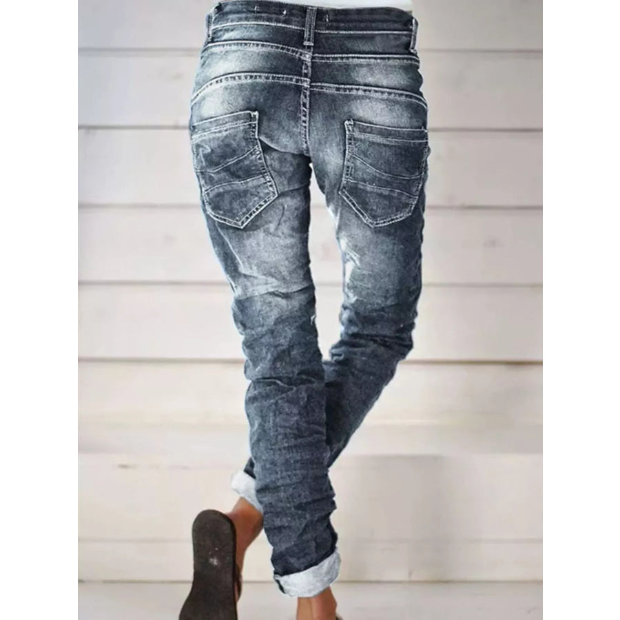 Full Size Washed Button-Fly Jeans Plus Size Apparel and Accessories