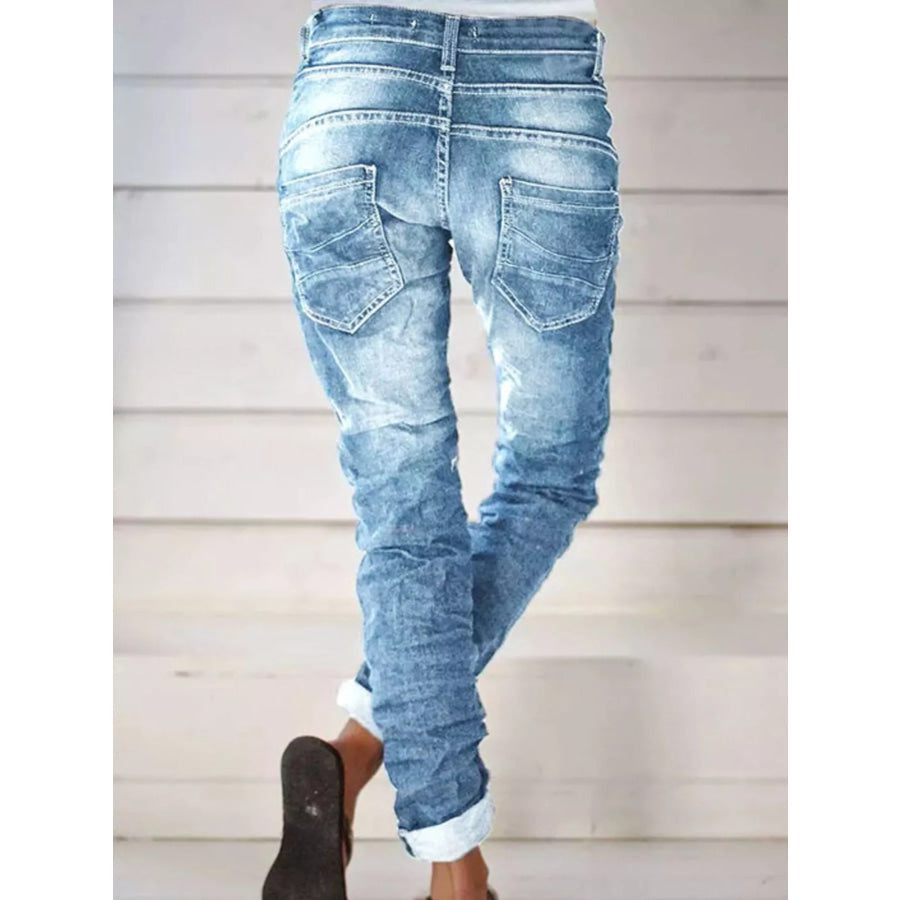 Full Size Washed Button-Fly Jeans Plus Size Apparel and Accessories
