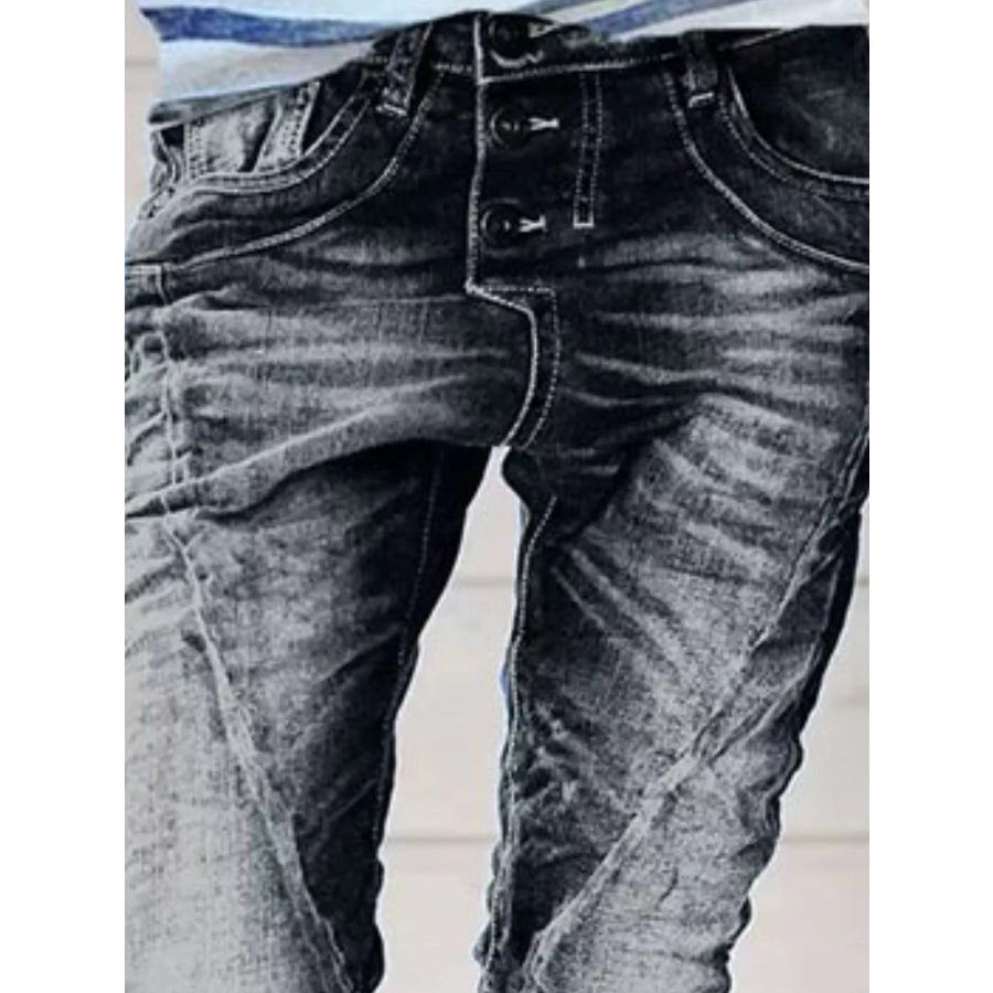 Full Size Washed Button-Fly Jeans Plus Size Apparel and Accessories