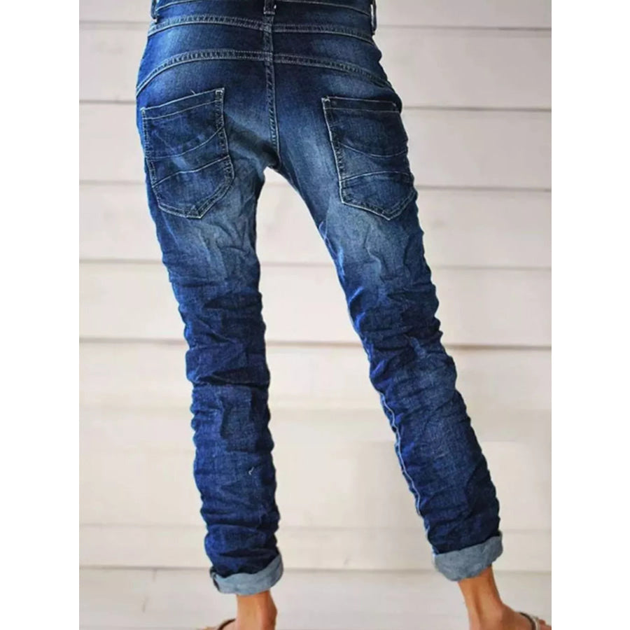 Full Size Washed Button-Fly Jeans Plus Size Apparel and Accessories