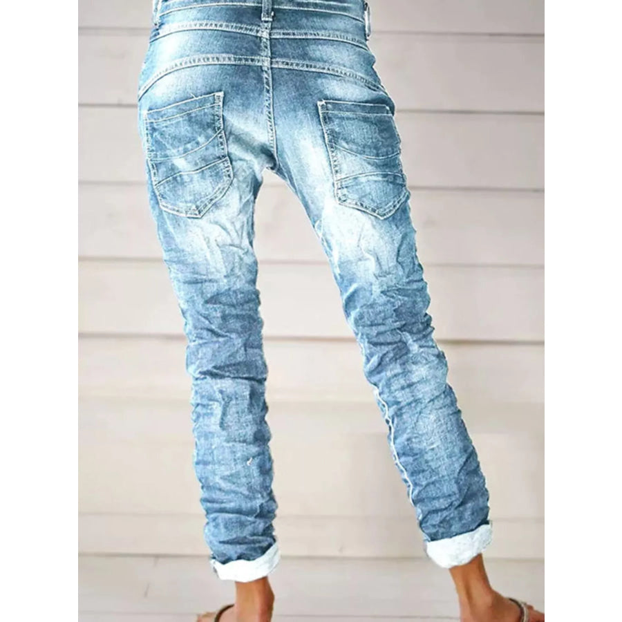 Full Size Washed Button-Fly Jeans Plus Size Apparel and Accessories