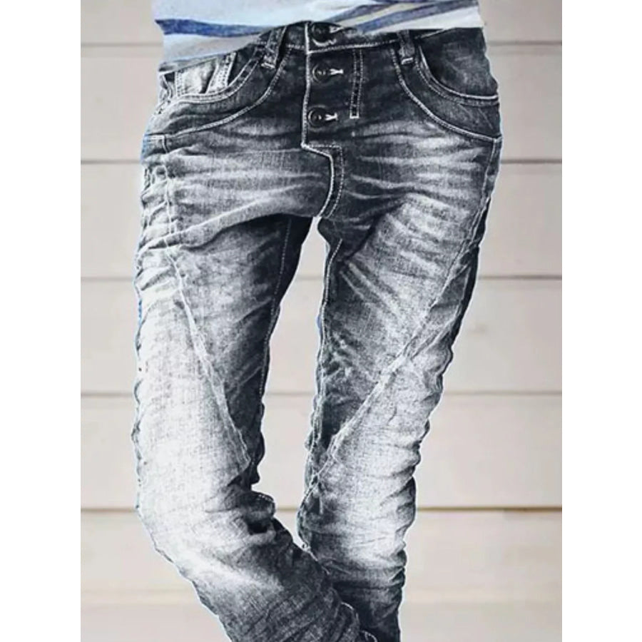 Full Size Washed Button-Fly Jeans Plus Size Apparel and Accessories