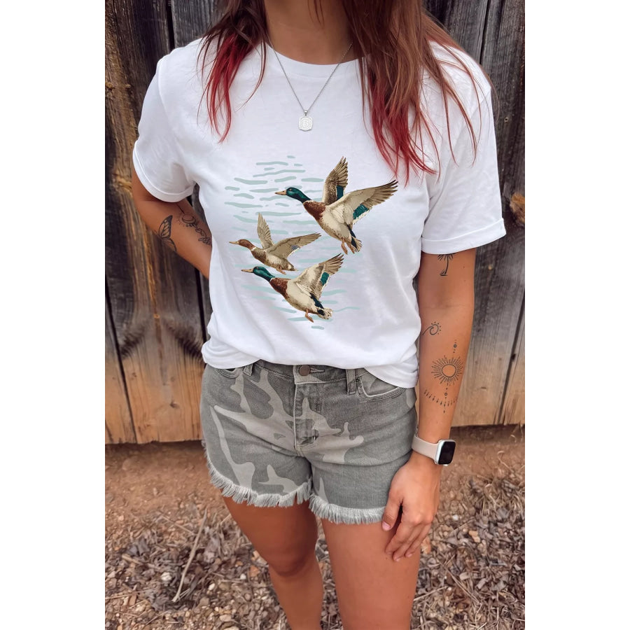 Full Size Western Mallard Lake Graphic Casual T‑Shirt Plus Size Apparel and Accessories