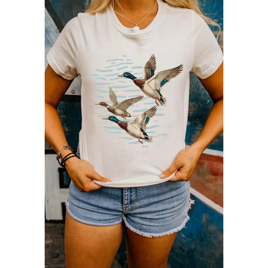 Full Size Western Mallard Lake Graphic Casual T‑Shirt Plus Size Apparel and Accessories