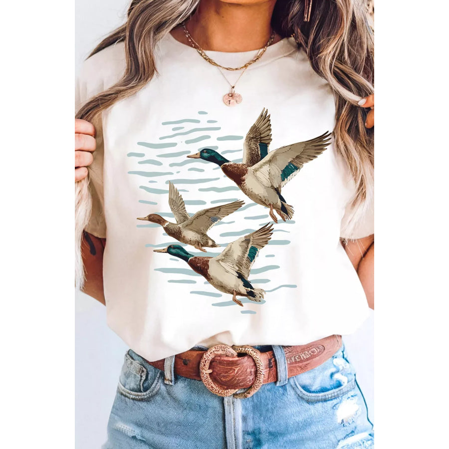 Full Size Western Mallard Lake Graphic Casual T‑Shirt Plus Size Apparel and Accessories