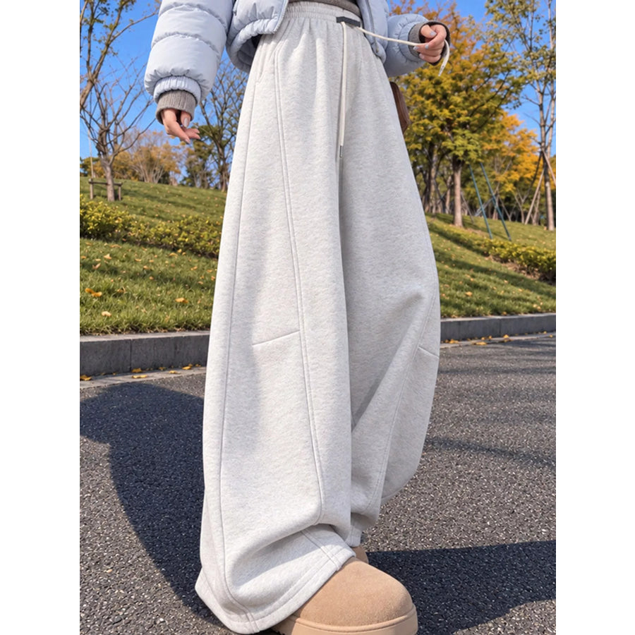 Full Size Wide-Leg Casual Sweatpants with Drawstring Plus Apparel and Accessories