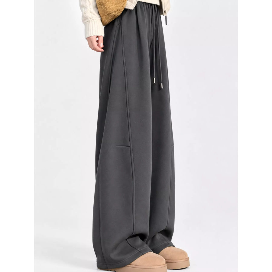 Full Size Wide-Leg Casual Sweatpants with Drawstring Plus Dark Gray-Fleece-lined Regular / S Apparel and Accessories
