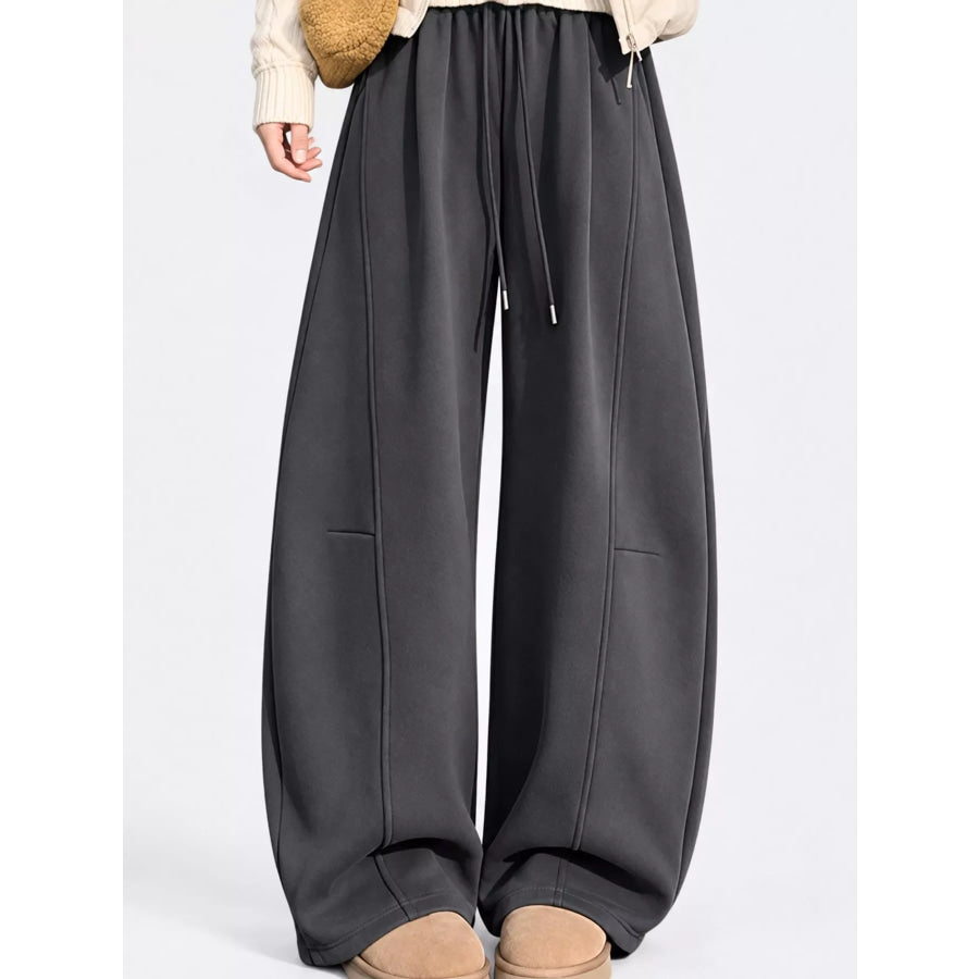 Full Size Wide-Leg Casual Sweatpants with Drawstring Plus Dark Gray-Fleece-lined Regular / S Apparel and Accessories
