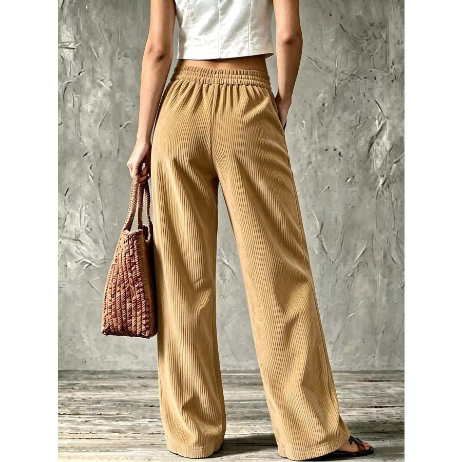 Full Size Wide-Leg Corduroy Pants Plus Size Apparel and Accessories