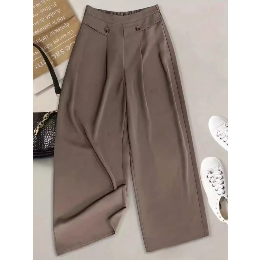 Full Size Wide Leg Pants Coffee Brown / S Apparel and Accessories