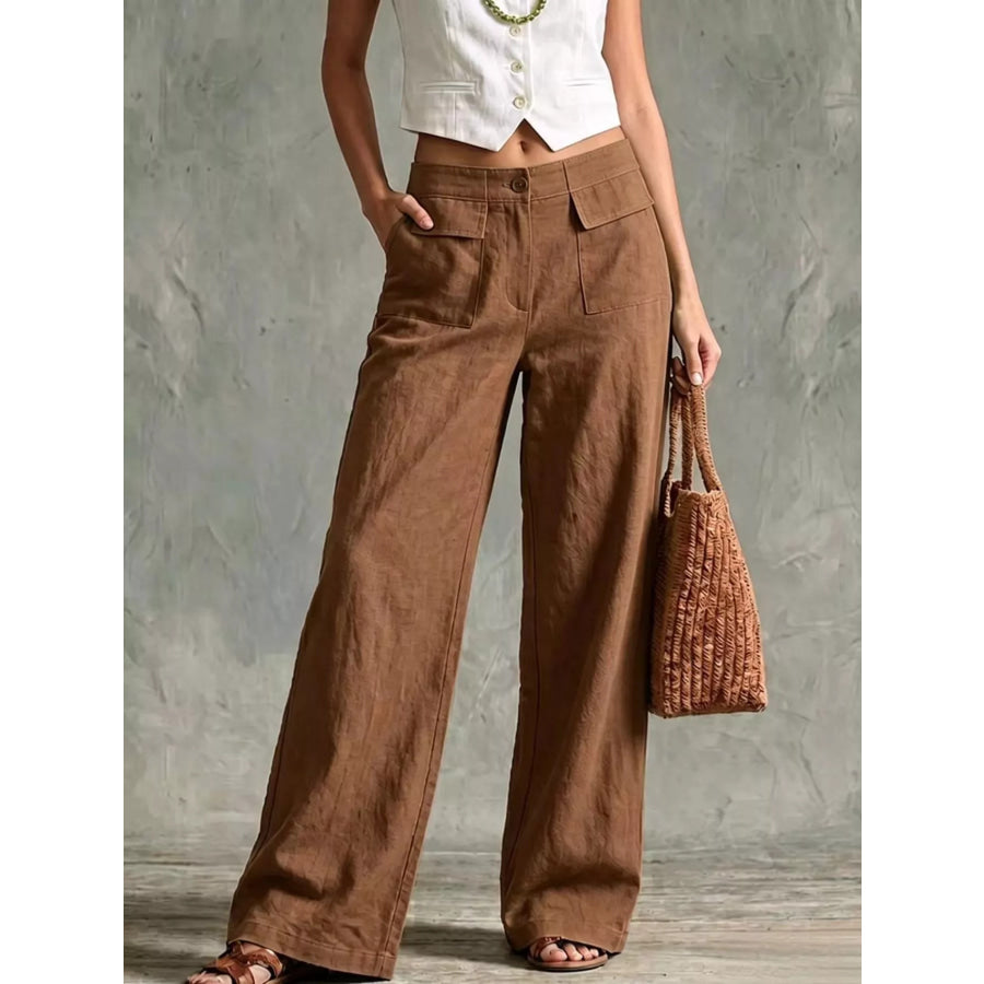 Full Size Wide Leg Pants Plus Size Brown / S Apparel and Accessories