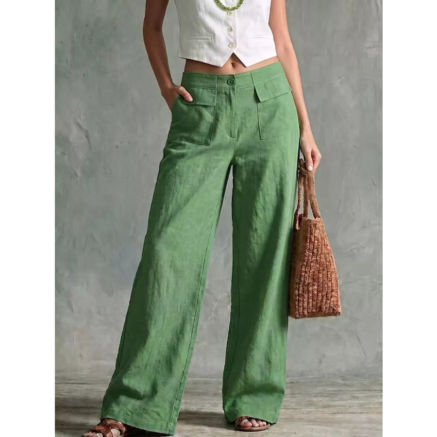 Full Size Wide Leg Pants Plus Size Green / S Apparel and Accessories