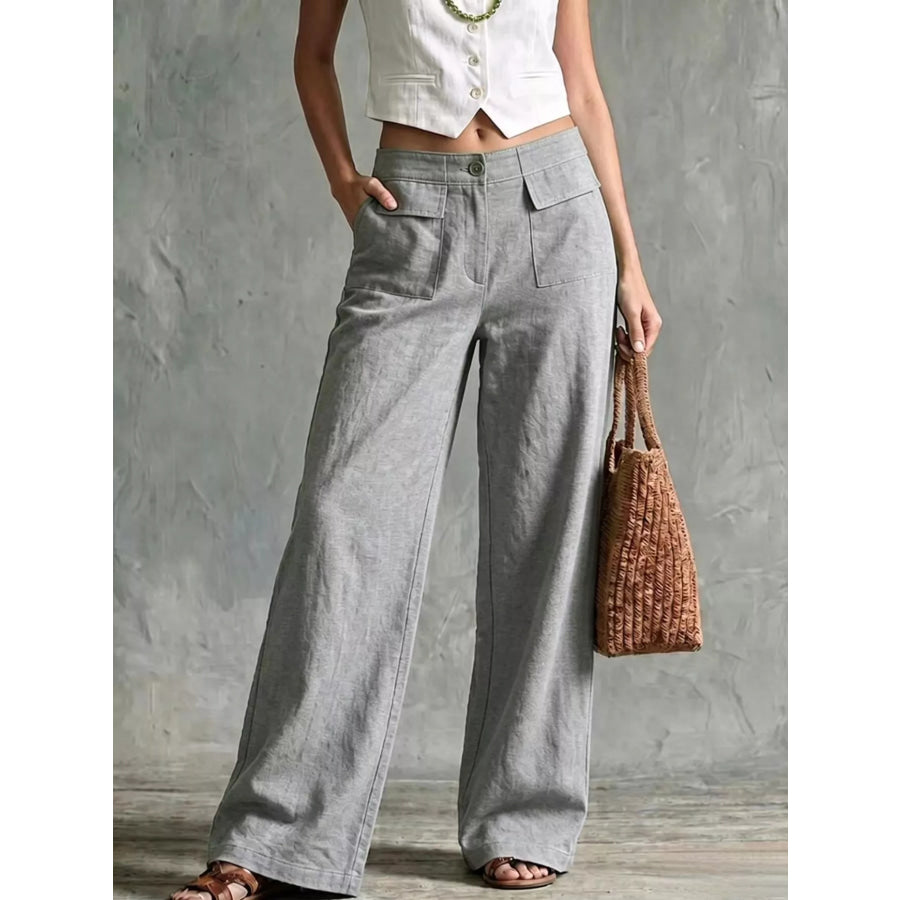 Full Size Wide Leg Pants Plus Size Grey / S Apparel and Accessories